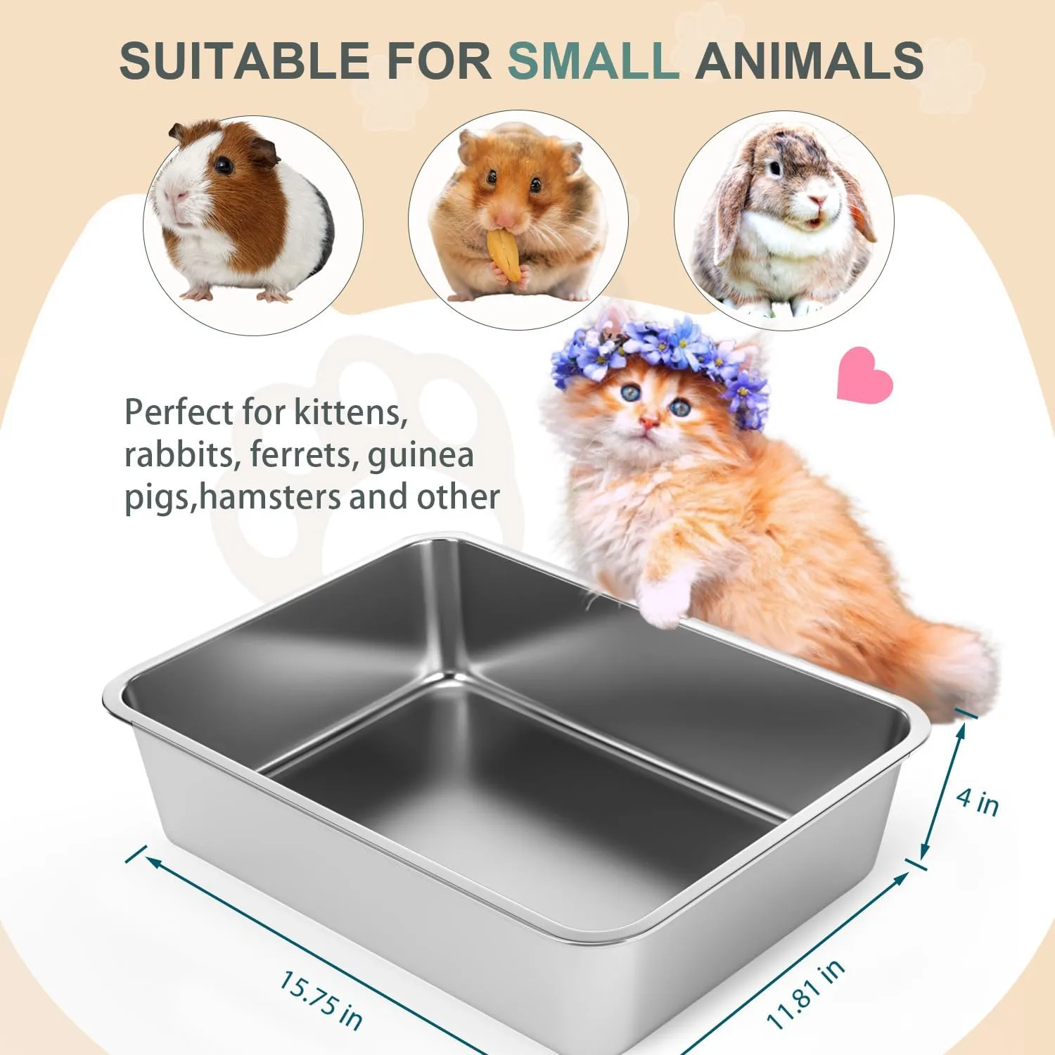 LIHONG-Stainless-Steel-Litter-Box-for-Cats-and-Rabits LIHONG-Stainless-Steel-Litter-Box-for-Cats-and-Rabits