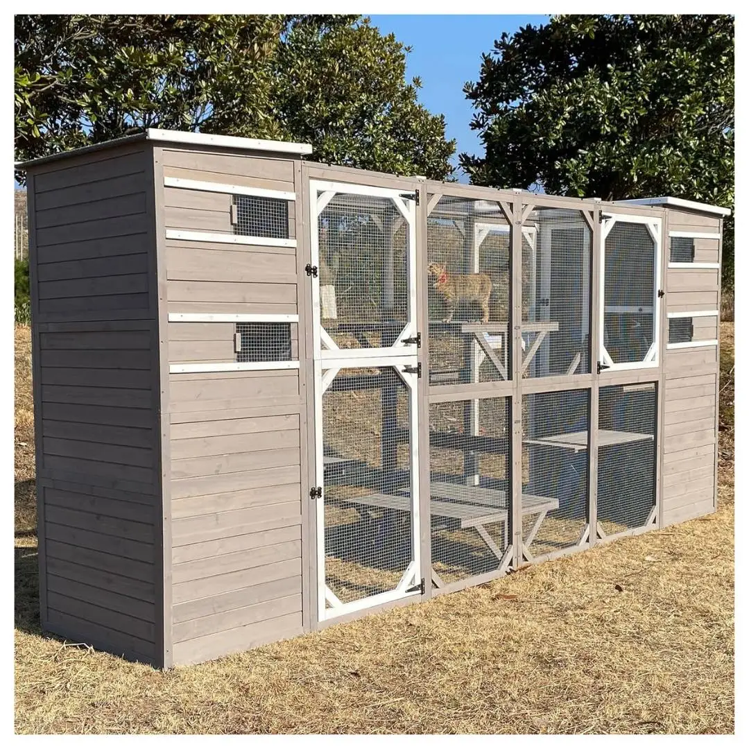 Gowoodhut Wooden Cat Enclosure and House Double Gowoodhut Wooden Cat Enclosure and House Double