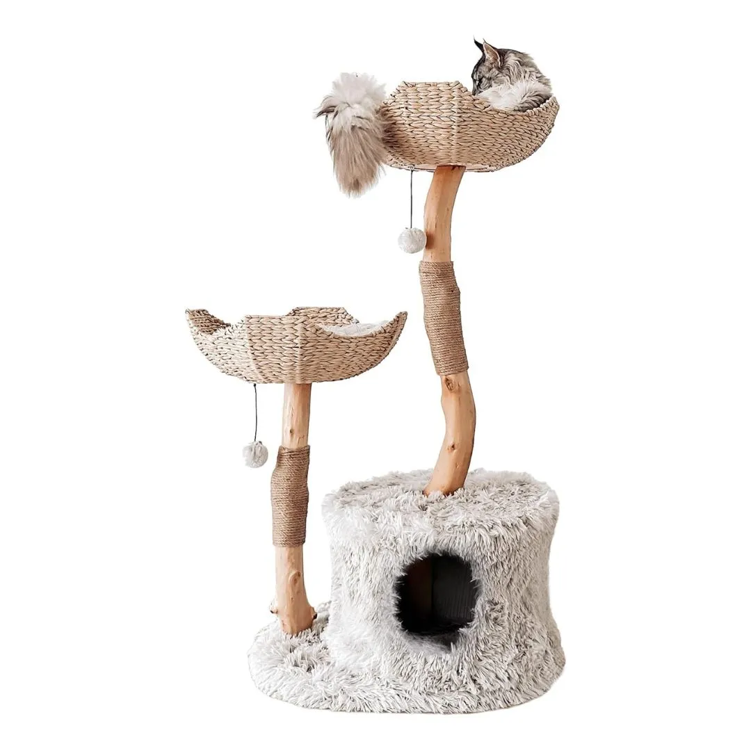 MAU Wood Cat Tree Tower for Large Cats - Bullet Gray MAU Wood Cat Tree Tower for Large Cats - Bullet Gray