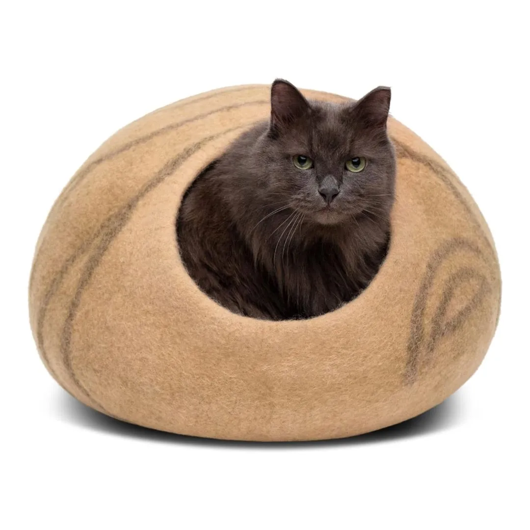 MEOWFIA Premium Handmade 100% Merino Wool Bed for Cats and Kittens (Large, Beige) MEOWFIA Premium Handmade 100% Merino Wool Bed for Cats and Kittens (Large, Beige)