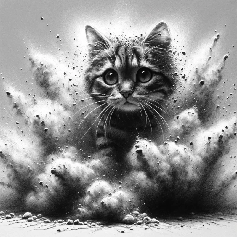 cat in a dust cloud suggesting the choice for dust-free cat litter
