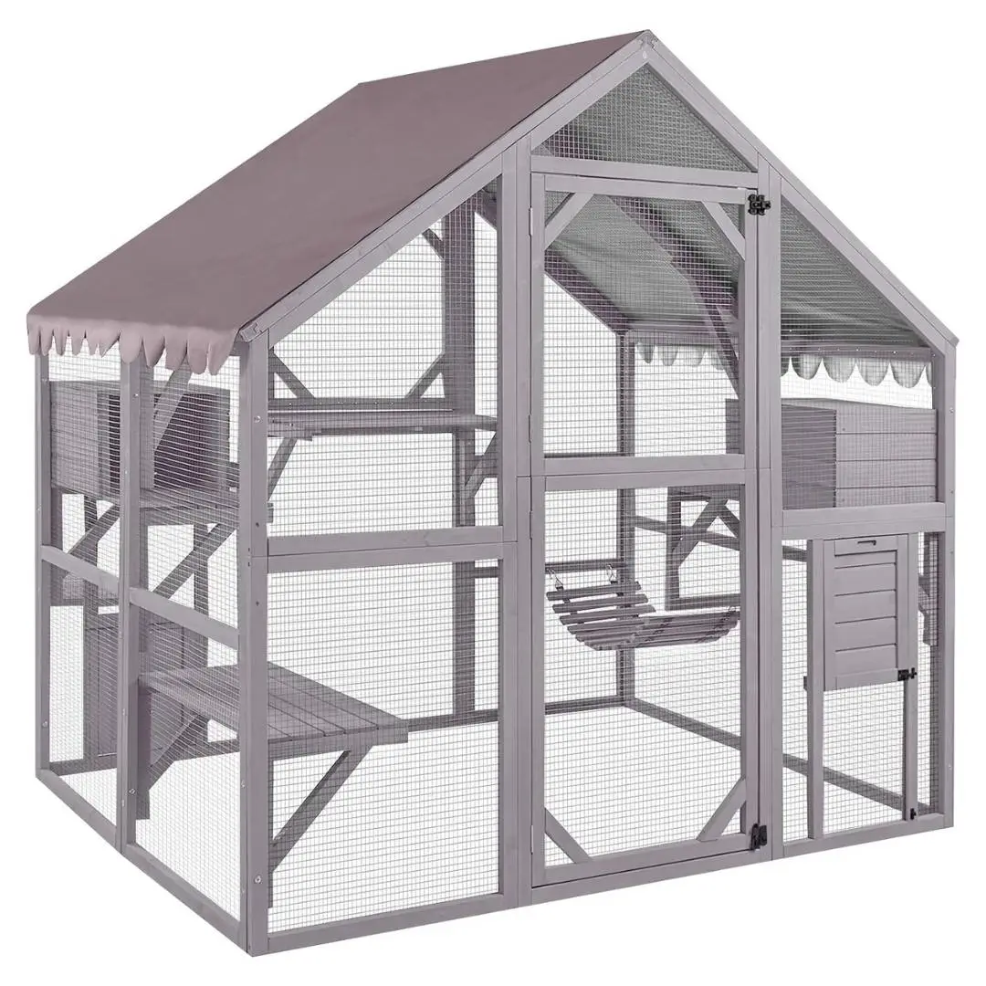 Aivituvin Outdoor Cat Enclosure Playhouse