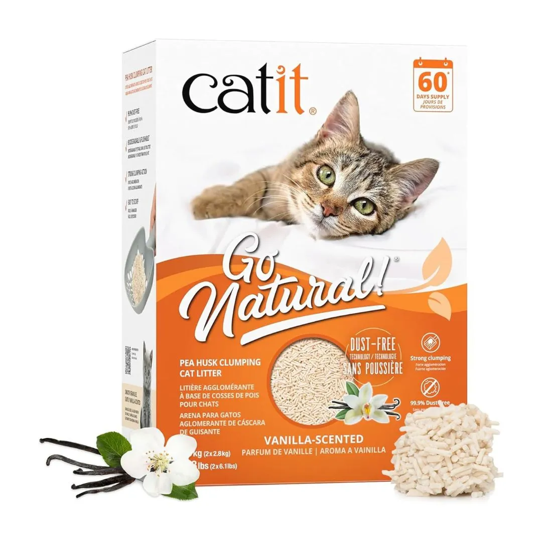 Catit Go Natural Pea Husk Clumping Cat Litter 12.3 lb, Natural