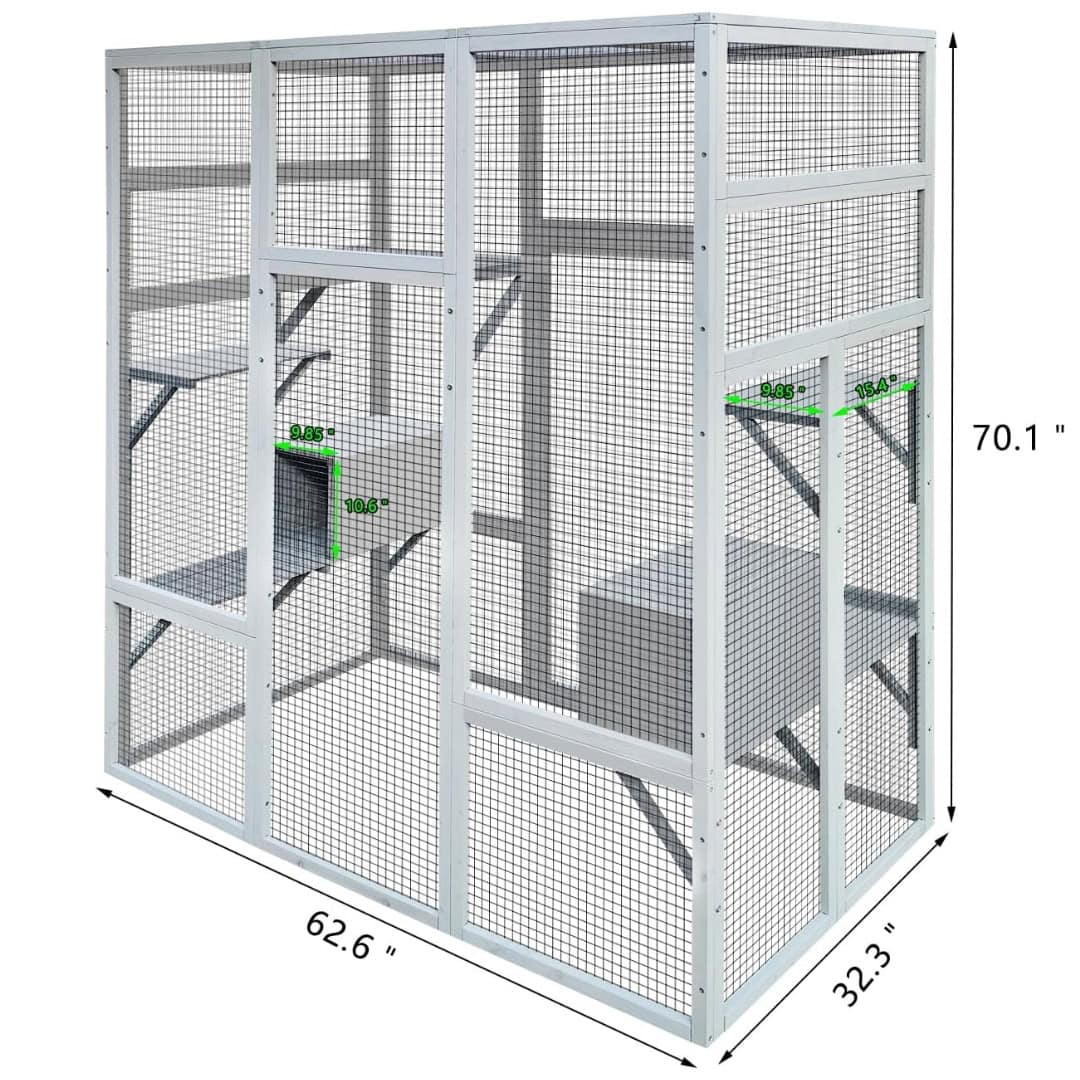 FEIYAW 63 Inch Wooden Outdoor Cat Enclosure