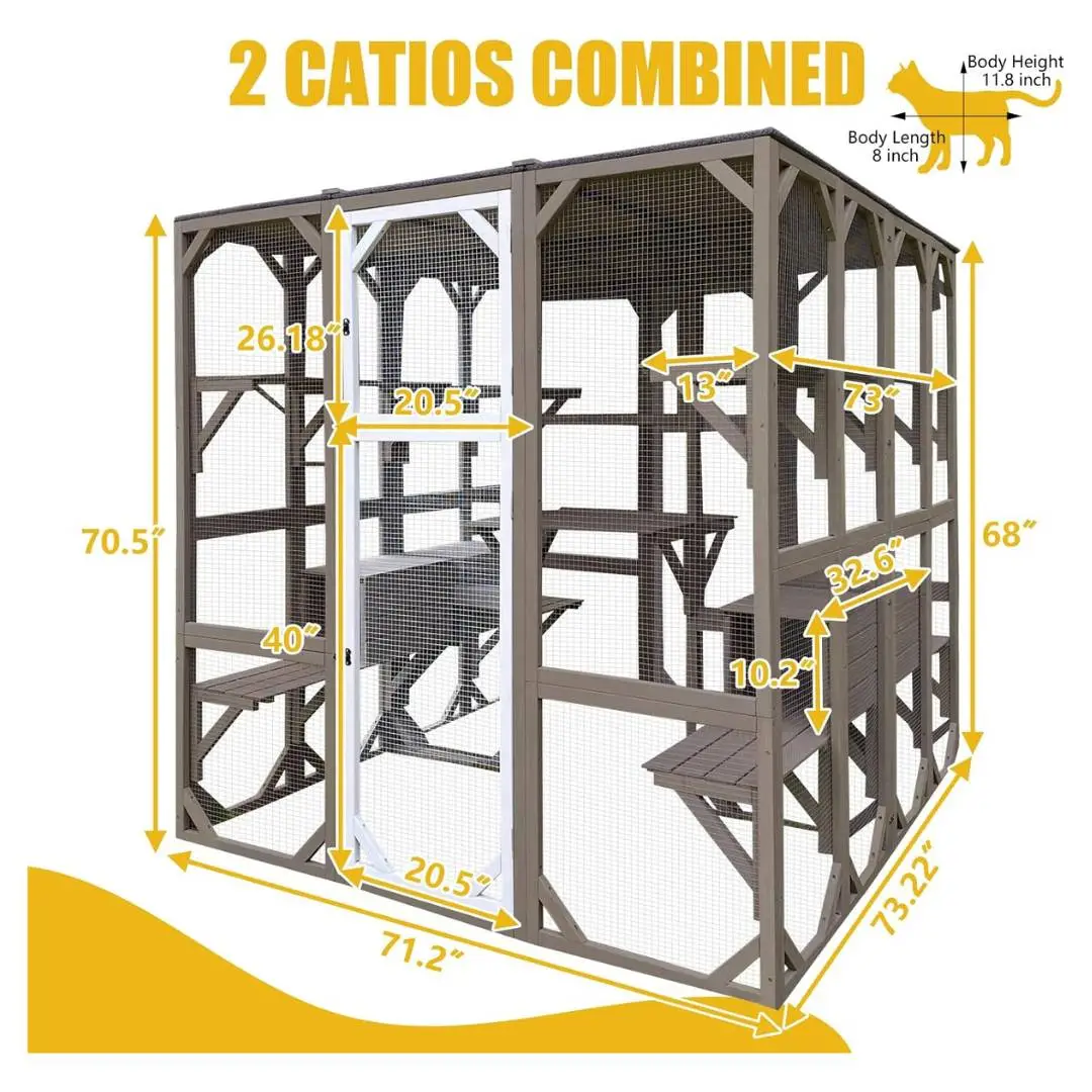 Gowoodhut Deluxe Catio Outdoor Cat Enclosure Combined