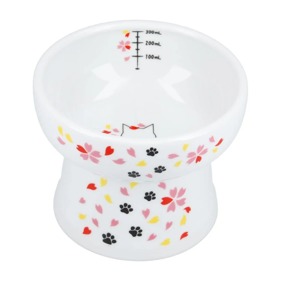 Necoichi Elevated Ceramic Cat Water Bowls Blossom