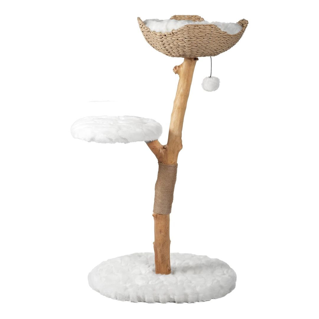 MAU Wooden Cat Tree Tower Alpine White