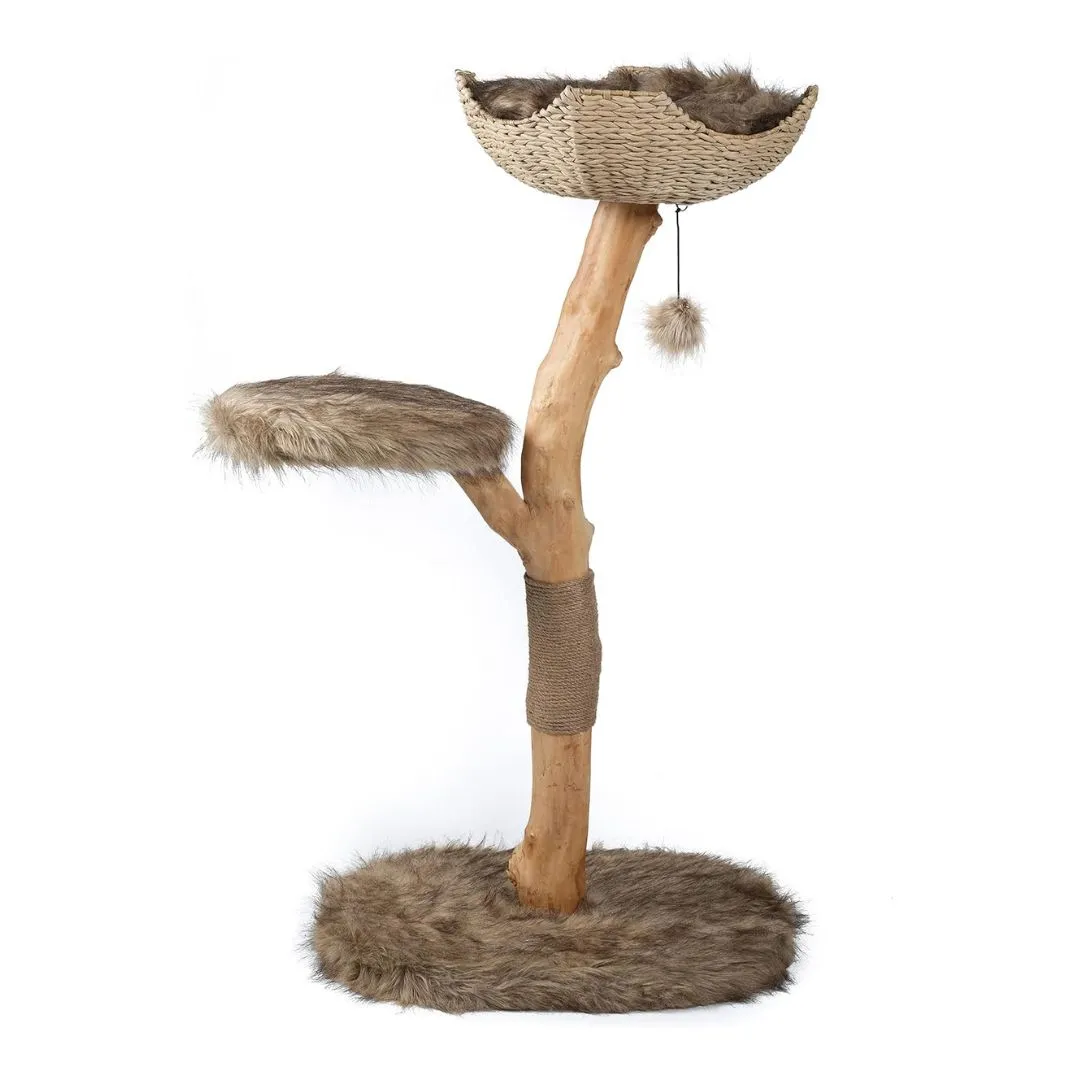 MAU Wooden Cat Tree Tower Brown